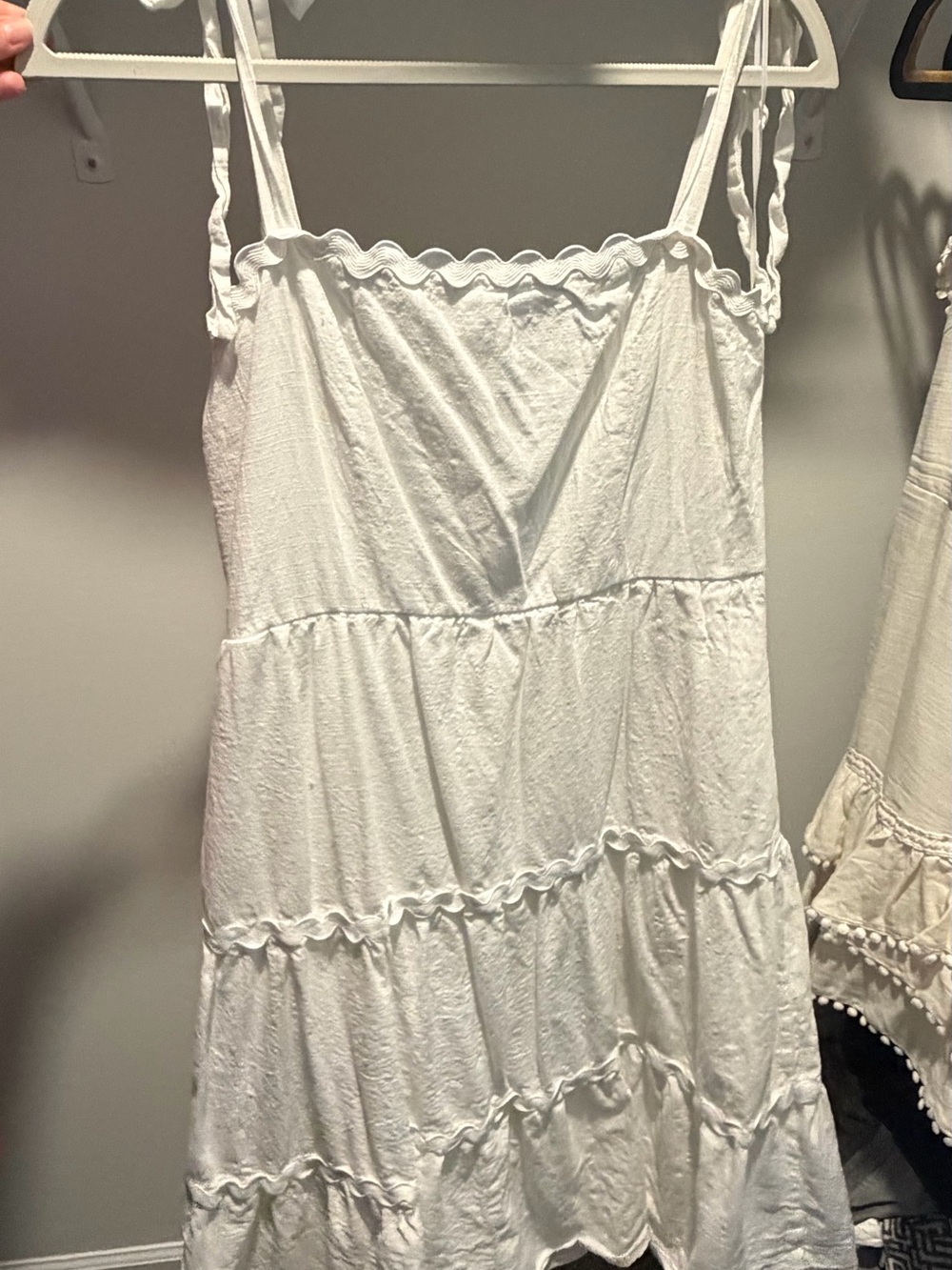 Francesca's Collections White Tiered Tie-Shoulder Maxi Dress